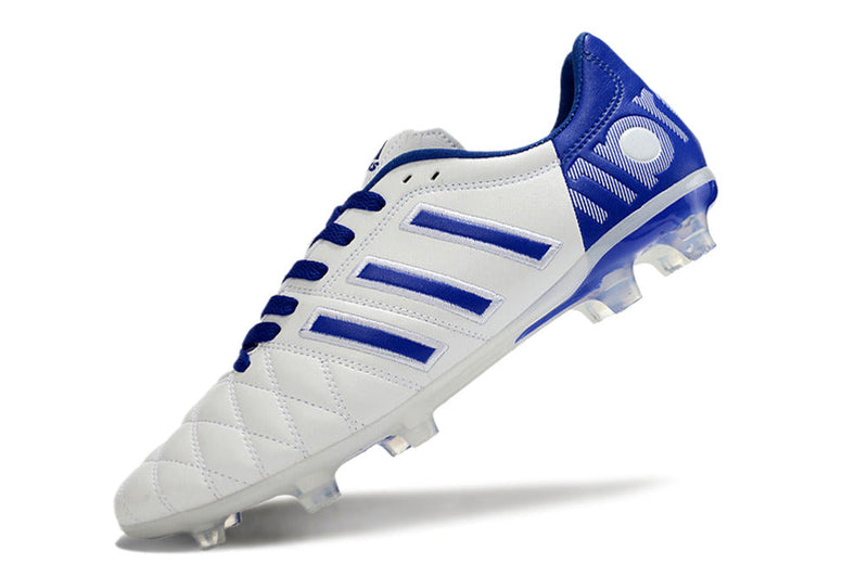 Adidas AdiPure 11 Pro FG White and Blue Field Boots