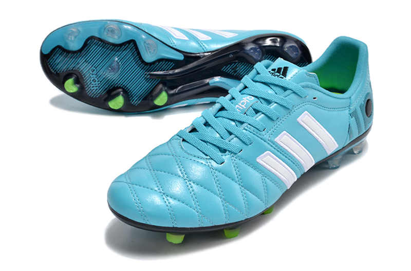 Chuteira Campo Adidas AdiPure 11 Pro FG Branca e Azul