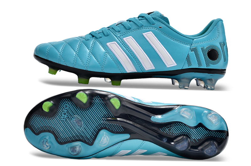 Chuteira Campo Adidas AdiPure 11 Pro FG Branca e Azul