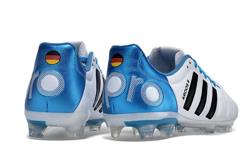 Chuteira Campo Adidas AdiPure 11 Pro FG Branca e Azul " Toni Kroos "