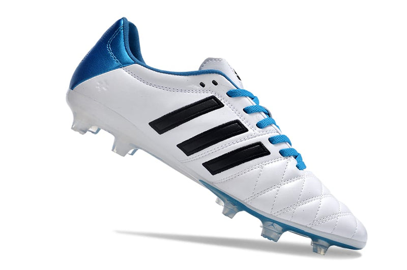 Chuteira Campo Adidas AdiPure 11 Pro FG Branca e Azul " Toni Kroos "